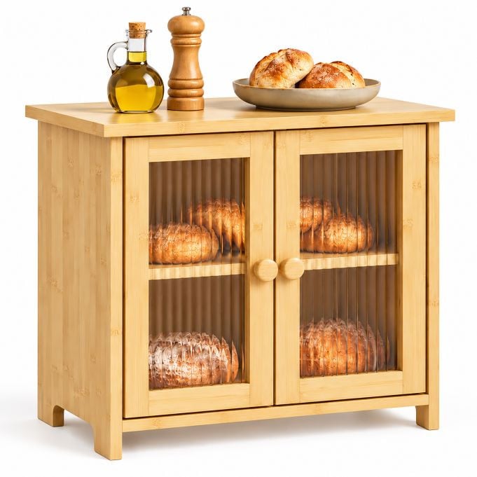 Relaxdays Bamboe broodtrommel met 2 etages