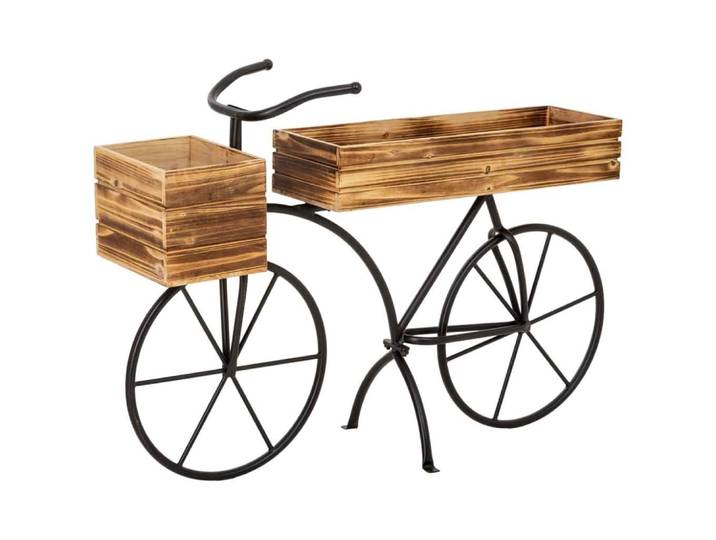 Chariot jardinière bois marron 104x28x68.5h cm