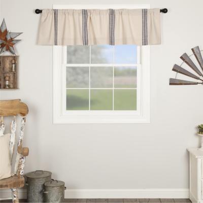 VHC Brands Market Place Blue Grain Sack Stripe Valance