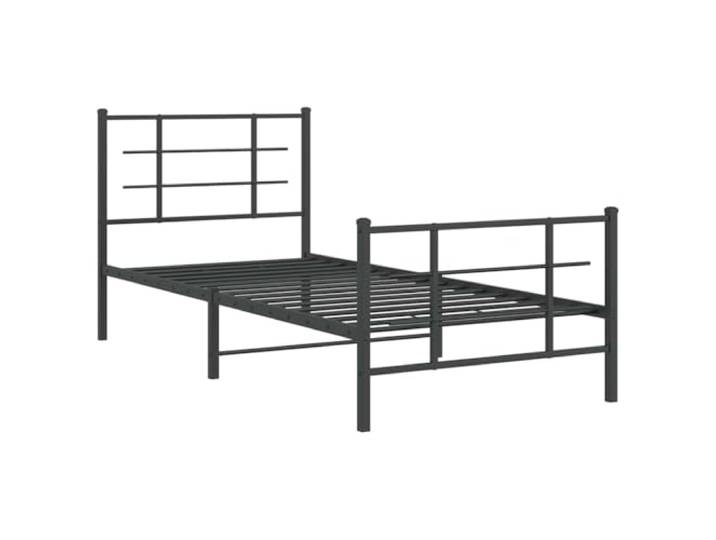KTHLBRH Bettgestell aus Metall, schwarz, 90 x 200 cm, mit Kopfteil Lattenrost aus Stahl, inkl. Lattenrost, 26 cm Unterstand, stabile Konstruktion