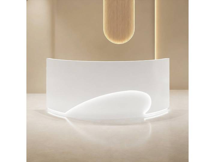 Muxing Empfangstheke mit LED-Beleuchtung, MDF, stabil & langlebig (1-St), sofort einsatzbereit, für Gewerbe & Praxis, 100×100 ×60, Weiß