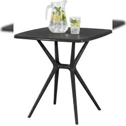 DELUKE Gartentisch SVEN eckig 72x72x76cm, Kunststoff, Schwarz Balkontisch Outdoor-Tisch klein