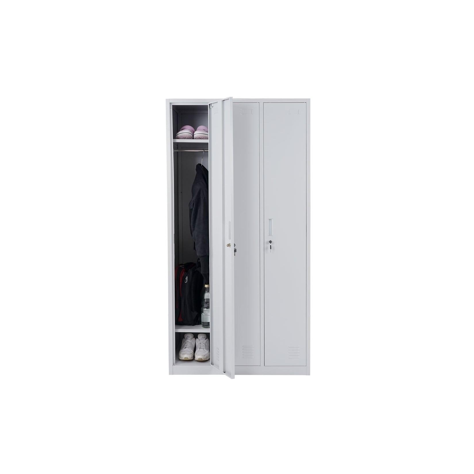 Schließfach Preston T829, Spind Wertfachschrank Schließfachschrank, Metall 3 Fächer ~ grau