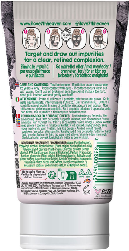 7th Heaven Tubo de carvão vegetal removível Charcoal 50 ml