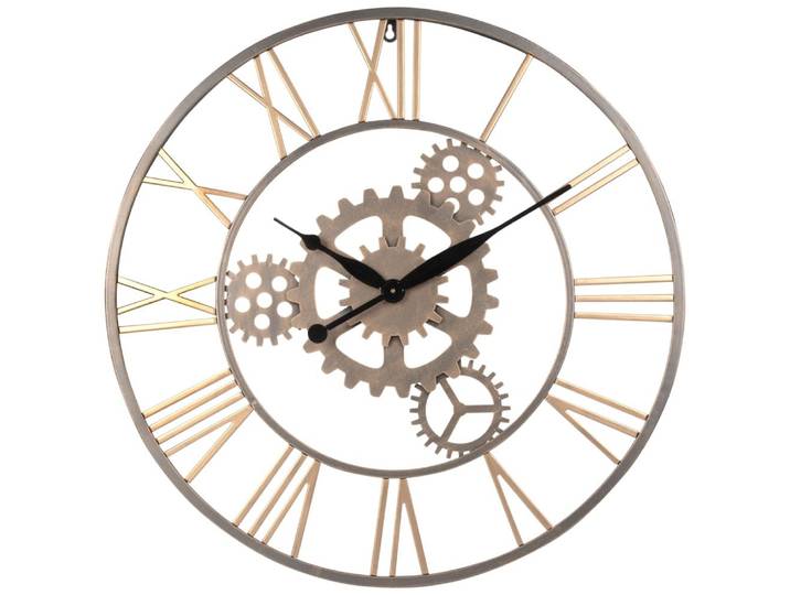 Wanduhr mit vergoldeten Stahlzahnrädern, D70 cm