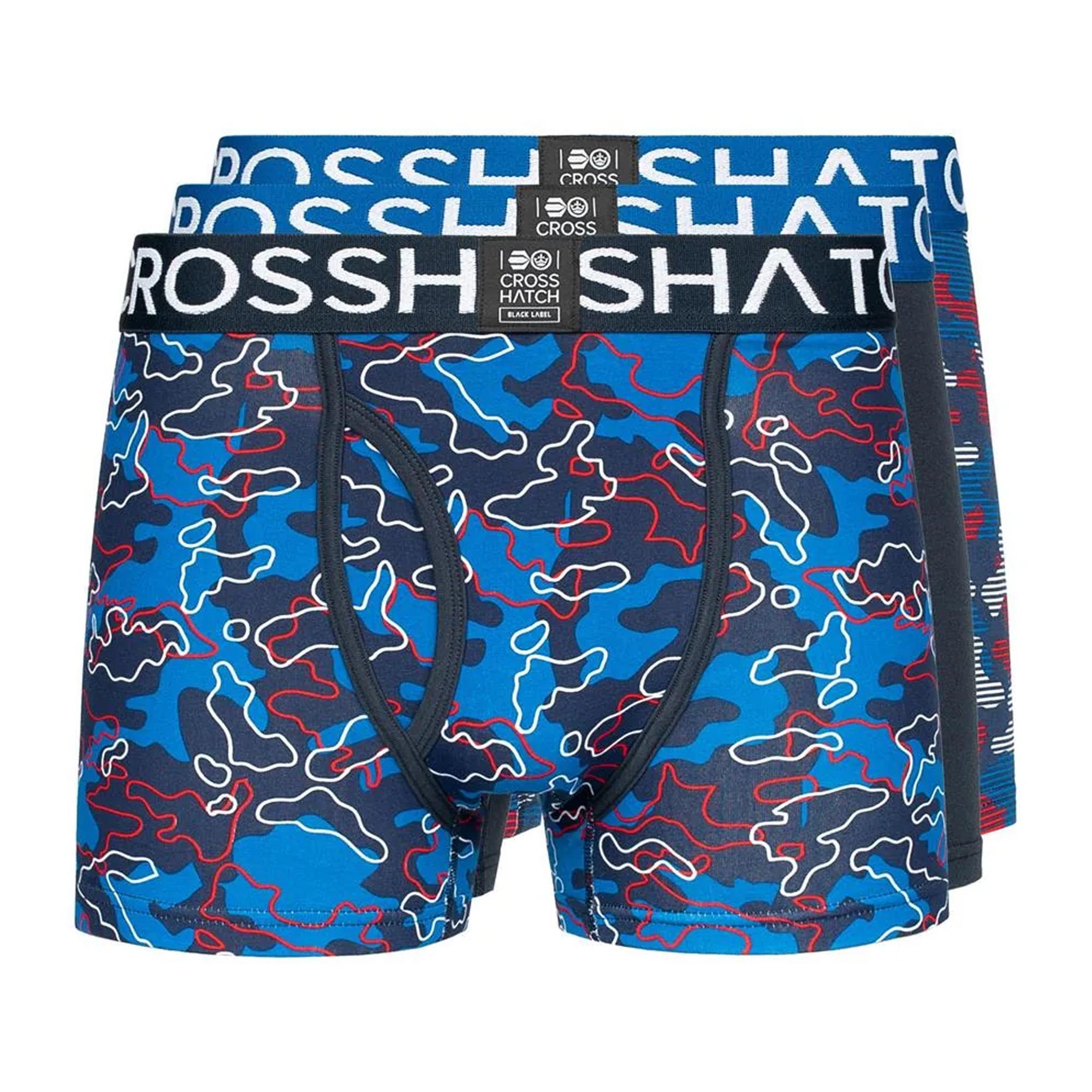 Crosshatch Heren Linamo Open Fly Boxer Shorts (Blauw)