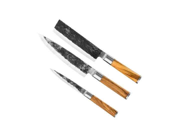 Forged Messenset Olive - 3 - delig - Koksmes, Hakmes en Universeel mes