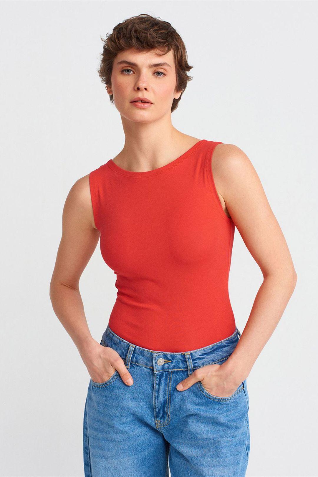 Mouwloze Slim-Fit Boot-Hals Blouse