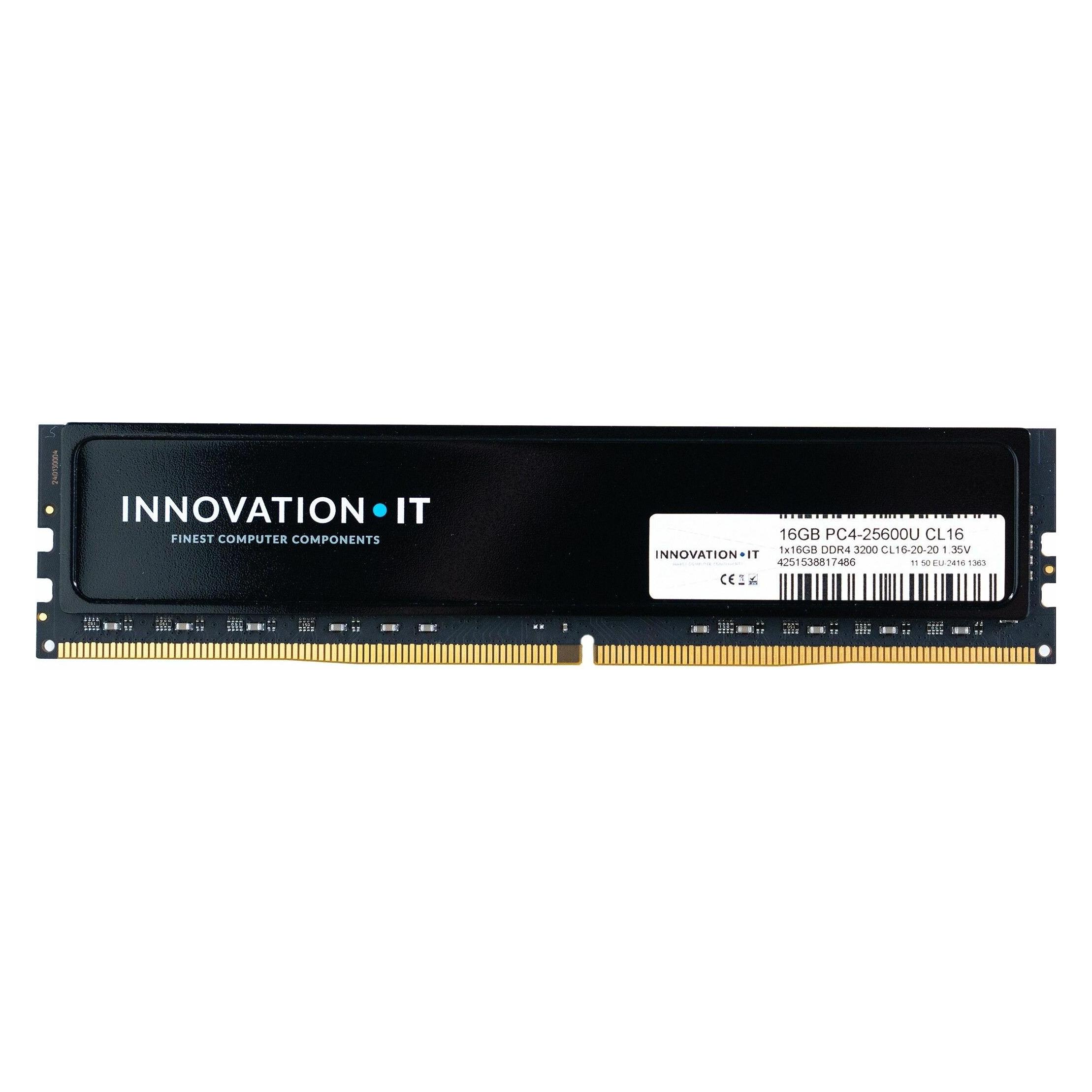 Innovation IT 3200 16GB CL16 1.35V with Heatspreader (CL16-20-20) (1 x 16GB, 3200 MHz, DDR4-RAM, DIMM) (4251538817486)