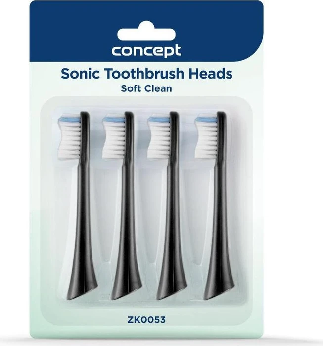 CONCEPT ZK0053 Ersatzköpfe für die Zahnbürsten PERFECT SMILE ZK500x, Soft Clean - 4 Stück - schwarz, 4 Stück