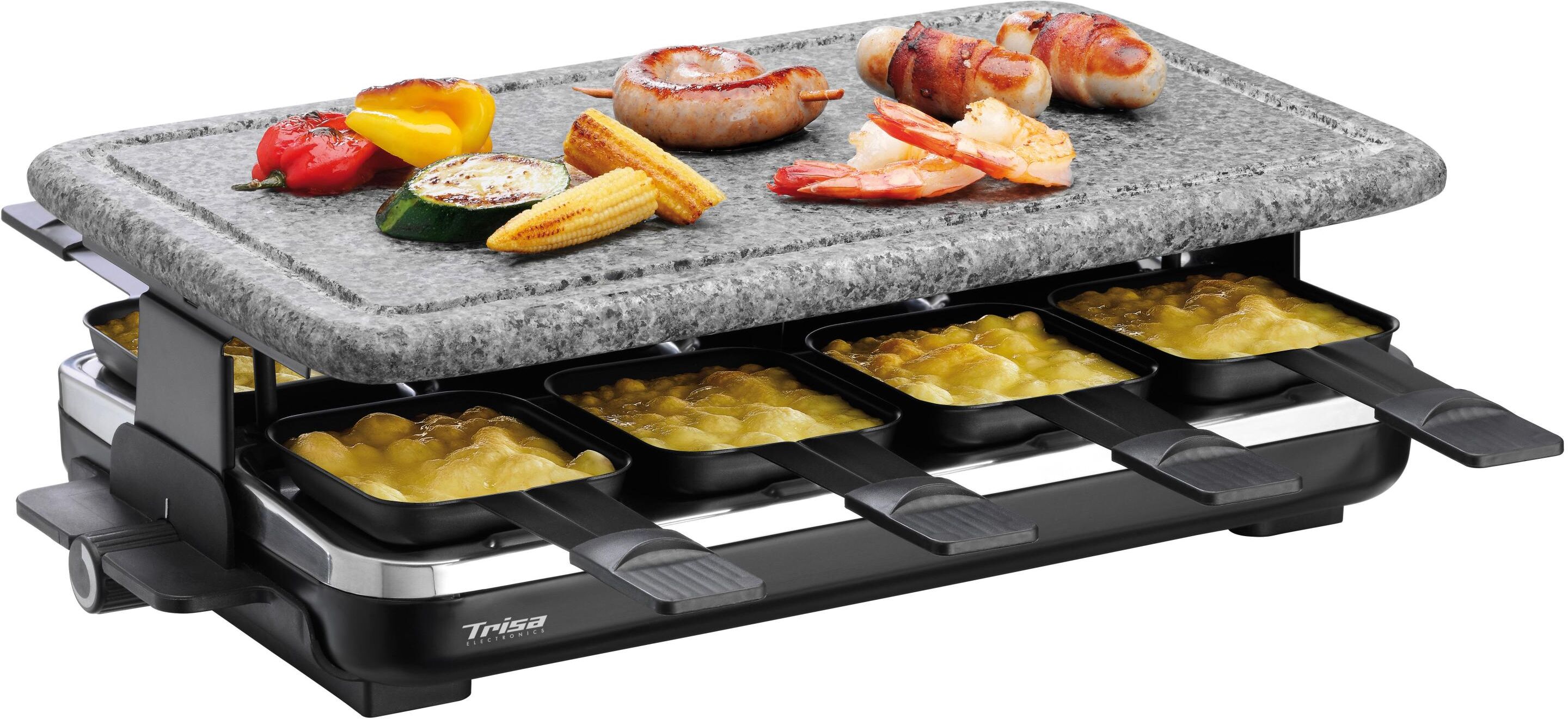 TRISA Raclette "Hot Stone", bunt (grau, schwarz, silberfarben), Raclettes, Raclette grau, schwarz, silberfarben Einheitsgröße
