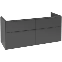 Villeroy & Boch Subway 3.0 Waschbeckenunterschrank, LED-Beleuchtung, 4 Auszüge, 1272x576x478mm, C568L2VR, Farbe: Front/Korpus: Graphite, Griff: Graphite