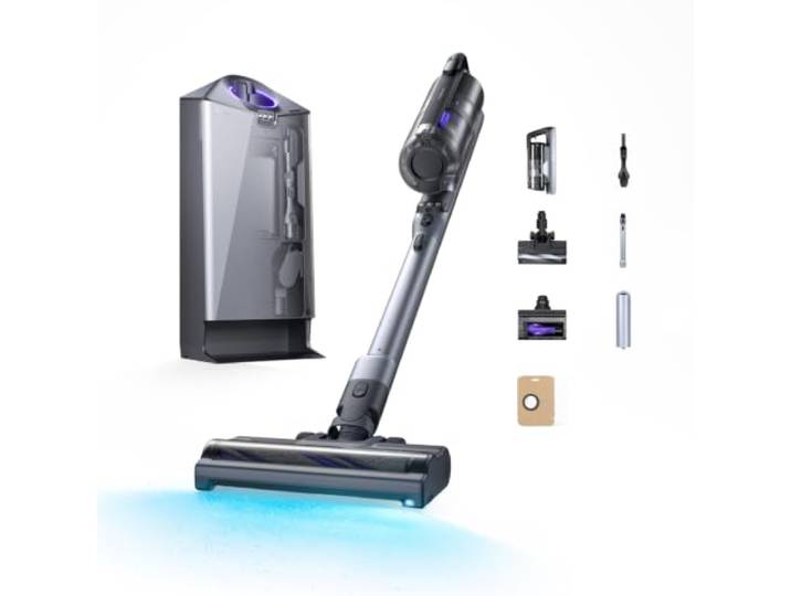 NARWAL V50 Cube 210AW Aspirateur Balai sans Fil\, Système Vidage Automatique Désign Anti-emmêlement Intégral\, 180 min Autonomie\, 145° Eclairage Grand Angle\, Idéal pour Poils Animaux\, Poussière\, Sol Dur