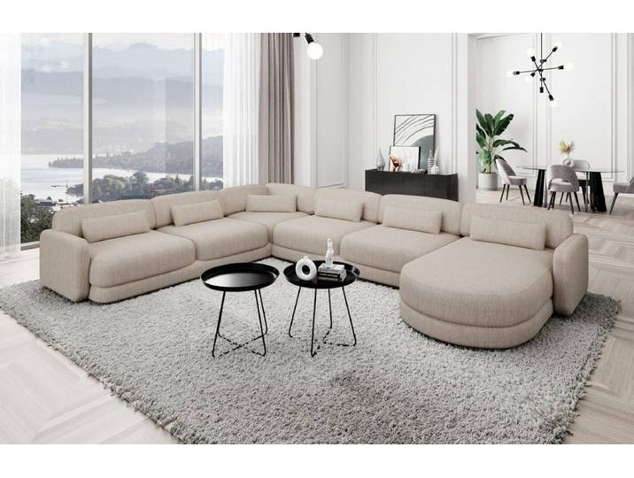 Wohnlandschaft Valencia XXL U-Form in Stoff