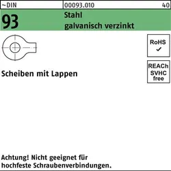 Unterlegscheibe DIN 93 Lappen 15 Stahl galv.verz. 100 Stück