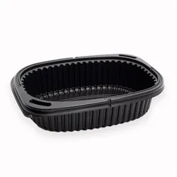 MONOUSO - Wiederverwendbare Plastikbehälter aus PP Schwarz 600ml 19x14x4,8cm (480 Stück)