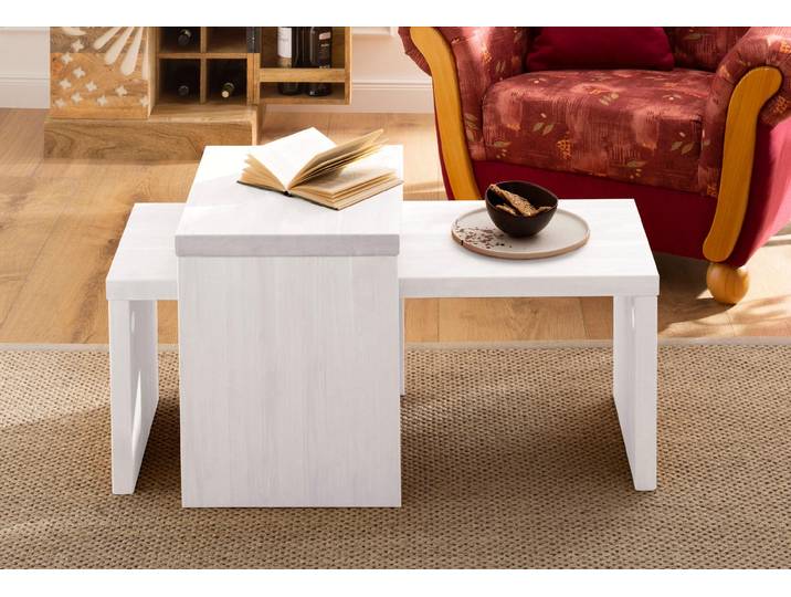 Couchtisch HOME AFFAIRE Leinz, Tbeistelltisch, Tisch, Kaffeetisch , weiss (weiß), B:40cm H:50cm T:50cm, Tische, Couchtisch, aus Kiefer, Tischplatten in zwei Stärken erhältlich, Breite 100 cm