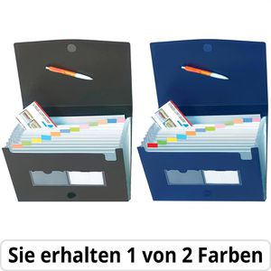 Herlitz Fächermappe 1978048, A4, blau oder schwarz, aus Kunststoff, 12 Fächer