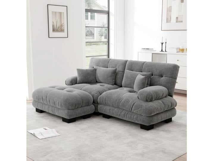Canapé d angle - SENVIRO - deux places modulable chenille gris