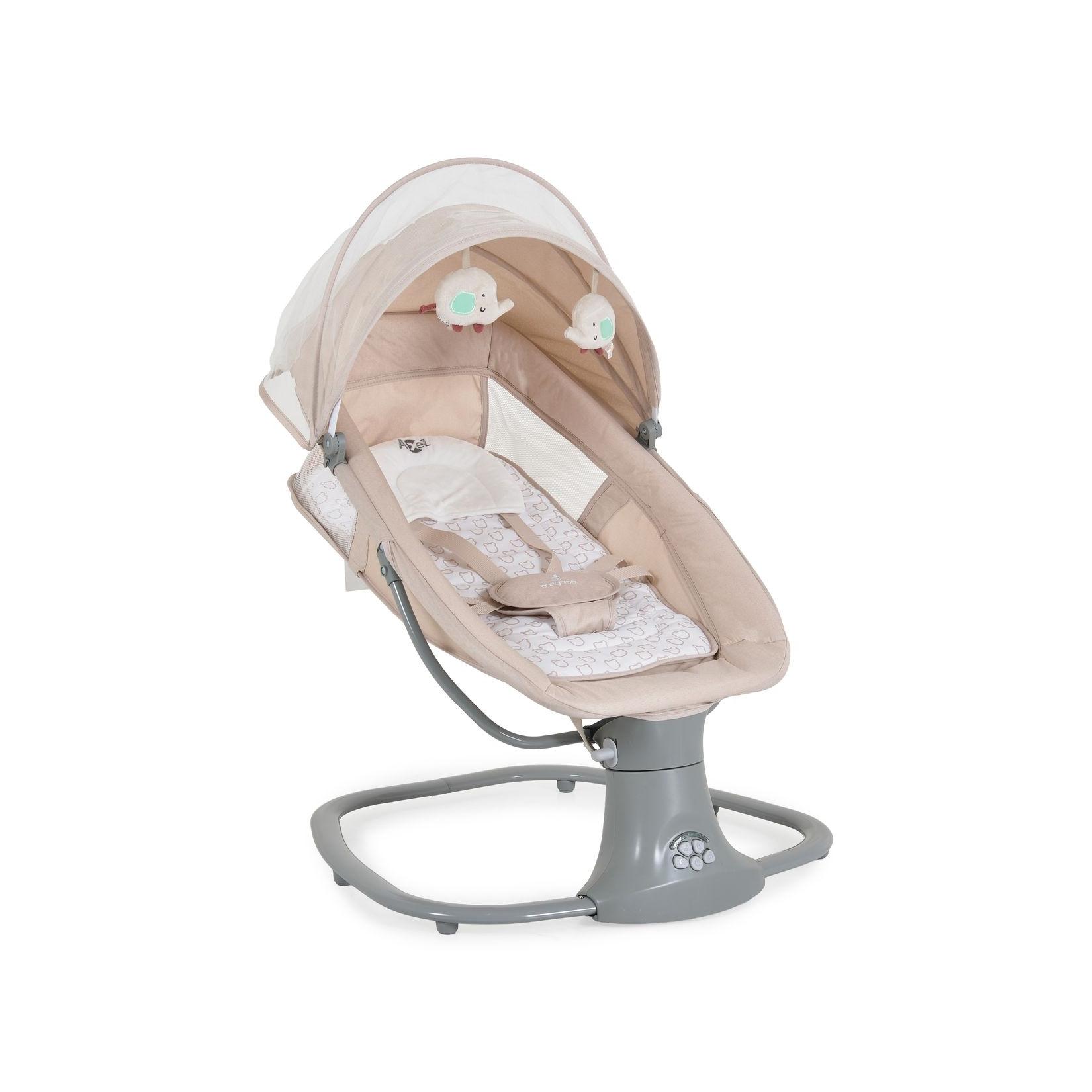 Moni Babywippe Axel 3 in 1 Schaukelfunktion Stubenwagen, Fernbedienung, Melodien, beige