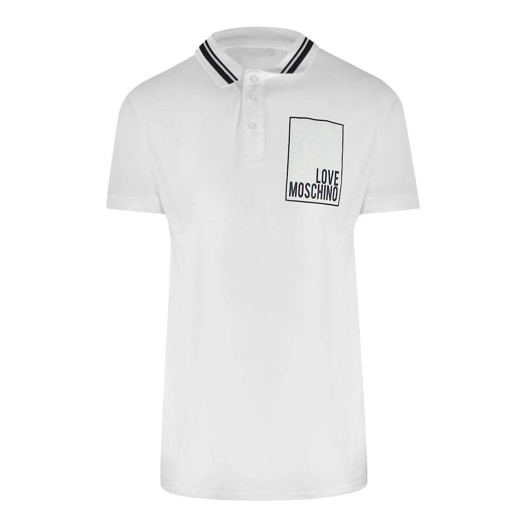 Moschino Box Logo Weißes Polohemd