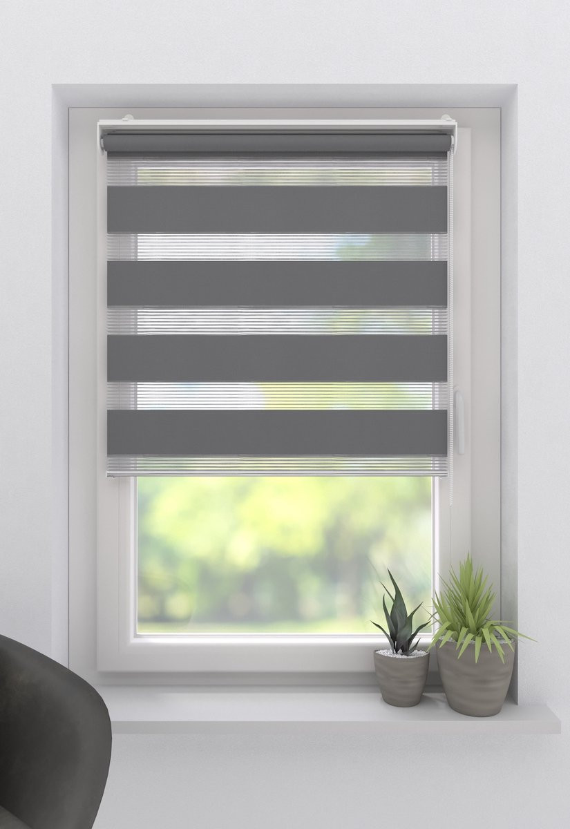 DTCH Duo Rolgordijn Splendid Open Day & Night - Lichtdoorlatend - Grey - B: 120 cm, H: 180 cm