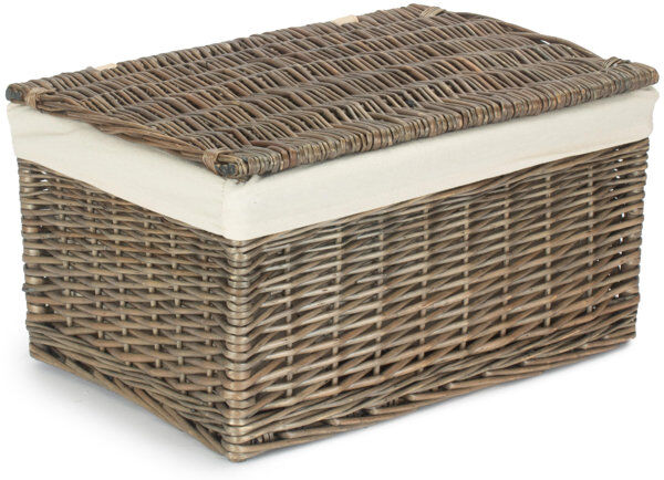 Highland Dunes Wicker Large Lined Storage Hamper Basket Antique Wash/White Lining