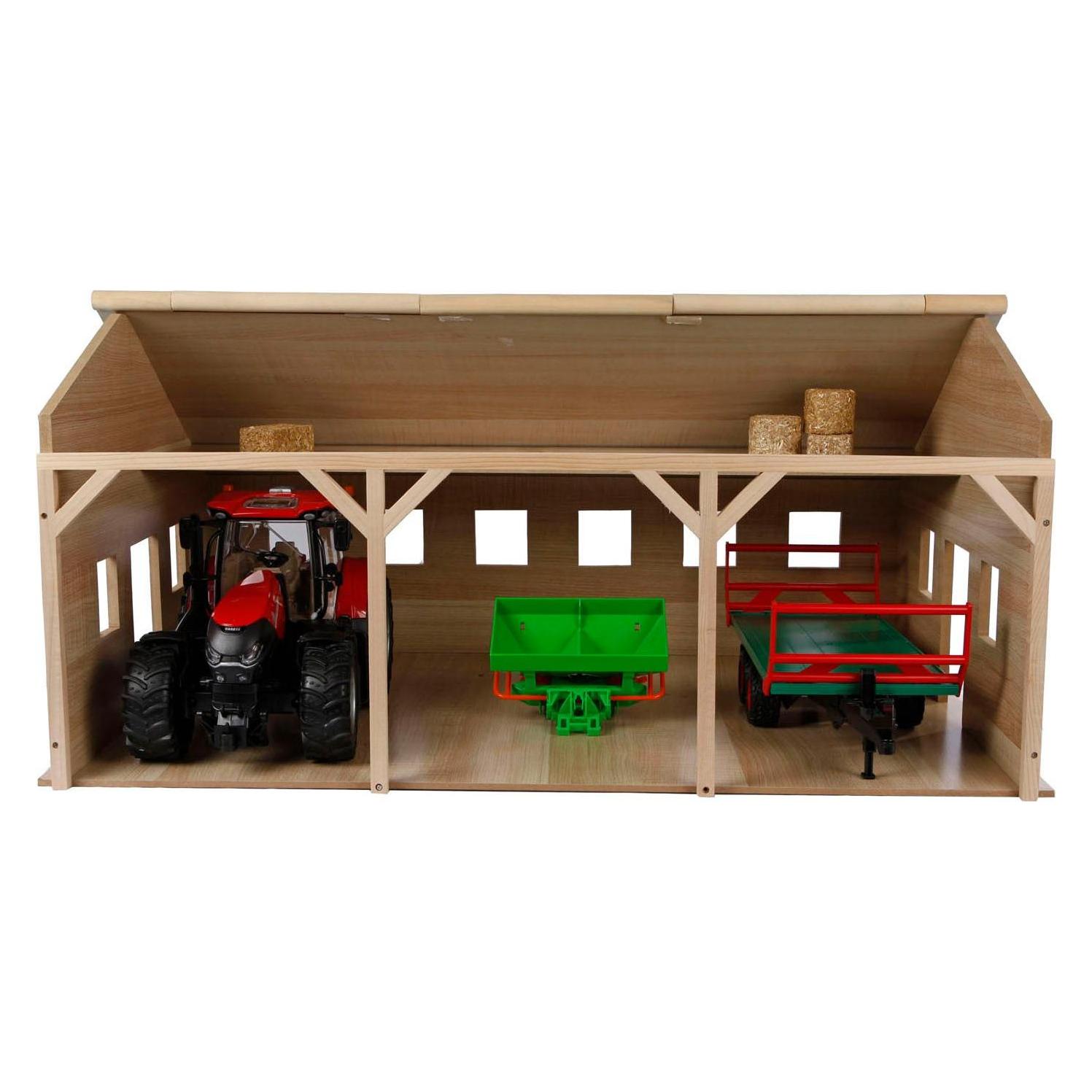 Kids Globe Farming Agricultural Shed Wood für 3 Traktoren (041.610340)