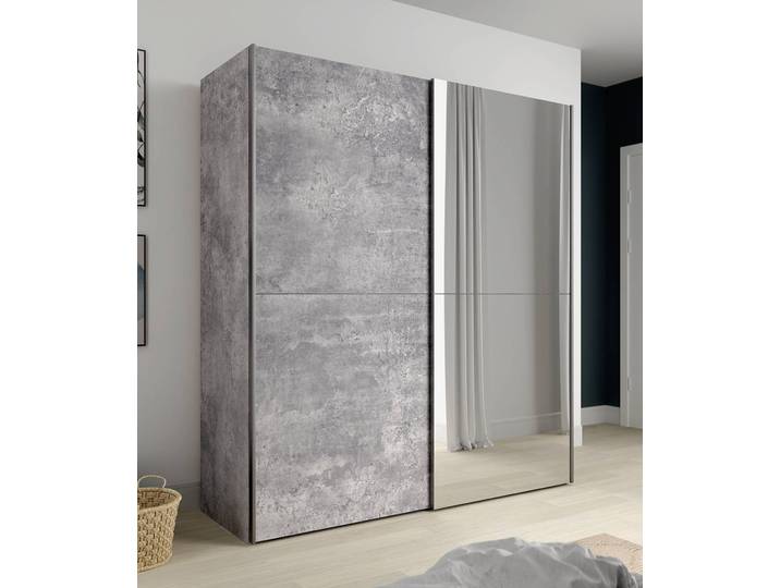 Schwebetürenschrank Blackrock 170 x 191 x 61cm Grau/Beton Dekor