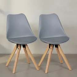 KADIMA DESIGN 2er Set Esszimmerstühle LUND: Kunstlederbezug und Holzbeine, Skandinavisches Design, Komfortables Sitzen, Verschiedene Farben