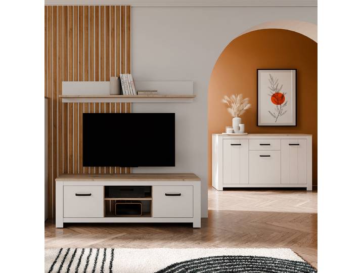 Sideboard 161 cm 161 x 96 x 42cm Braun/Weiß
