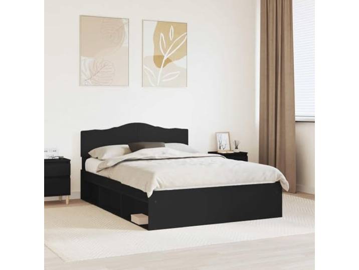 RJPLMFV Bettgestell, Schwarz, 140 x 200 cm, massives Kiefernholz Lattenrost inklusive, modernes Design, einfache Reinigung, Hauptschlafzimmer oder Studio