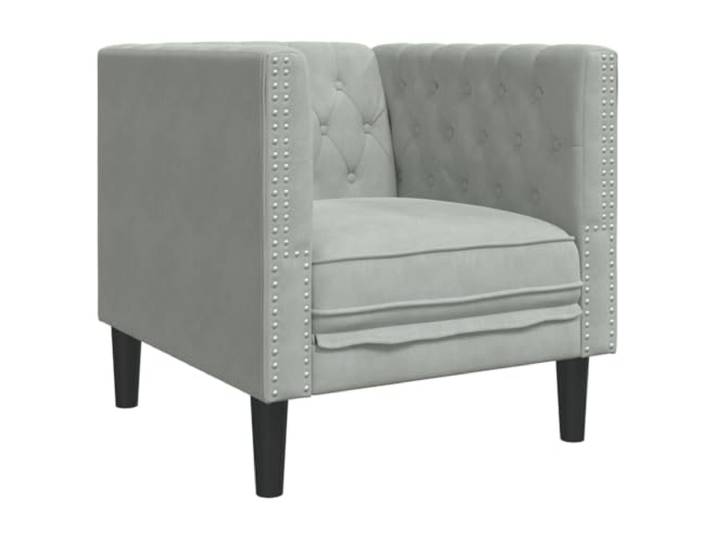 Makastle Chesterfield Sessel Hellgrau Samt