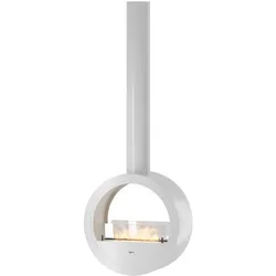 Incyrcle Slim 2Side Bioethanol-Kamin zur Deckenmontage - Runder Design-Biokamin mit doppelter offener Fassade, d. 70 cm, Weiß