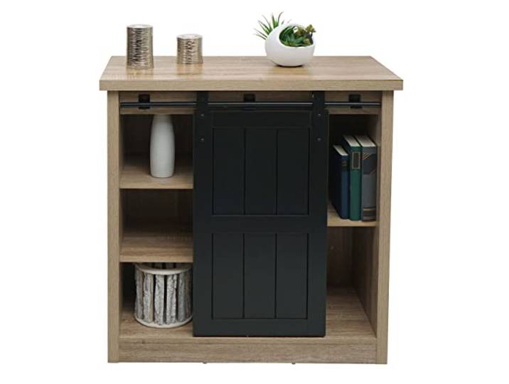 Mendler Kommode HWC-K75 Industrial, 84x80x40cm - naturfarben Schrank, Regal, Schiebetüre, 5 Staufächer, Holz-Optik, Metall