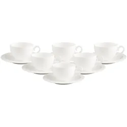 Villeroy & Boch, Tasse, White Pearl Kaffeetassen mit Untertassen (120 ml, 12x)