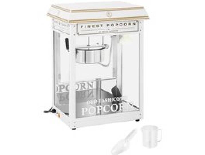 Royal Catering Machine à Popcorn Professionnelle 1500 W Blanc et Doré 5-6 kg/h Design Rétro avec Éclairage