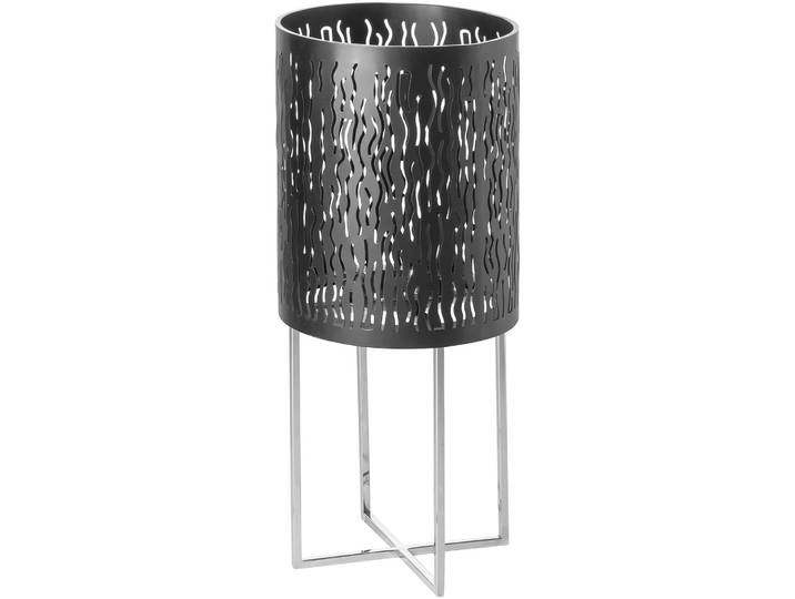 Bodenwindlicht FINK BACCUS , silber (schwarz, silberfarben), H:63cm Ø:27cm, Edelstahl, Eisen, Kerzenhalter, Bodenwindlicht, Kerzenhalter, Dekoobjekt, schwarz pulverbeschichtet