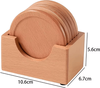 Uplift Curations Japanese Walnut Wood Coasters Set 6PCS Round Insulated Drink Placemats beach Wood