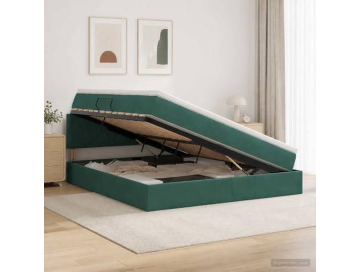 YUTAASU Aufbewahrungsbett Mit Kopfteil Dunkelgrün Samt 140x200 cm Hydraulischer Hebemechanismus, Stauraum Unter Der Matratze, Mittelharte Matratze, Modernes Design