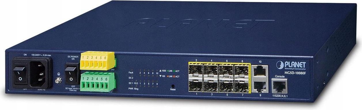 Planet MGSD-10080F Managed Switch L2+, Volledig duplex, 1U Rackmount