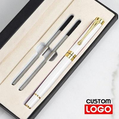 Luxury Metal Signature Roller Pen Executive Business Gift Set With Premium Presentation Box white process Pen And Box