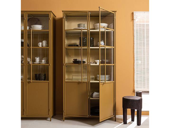 Vitrinenschrank 99cm Gelb/Currygelb