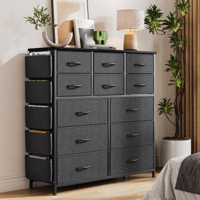 Garvee 12 Drawers Fabric Dresser Chest of Drawer with 5 Side Pockets 2 Hooks for Bedroom