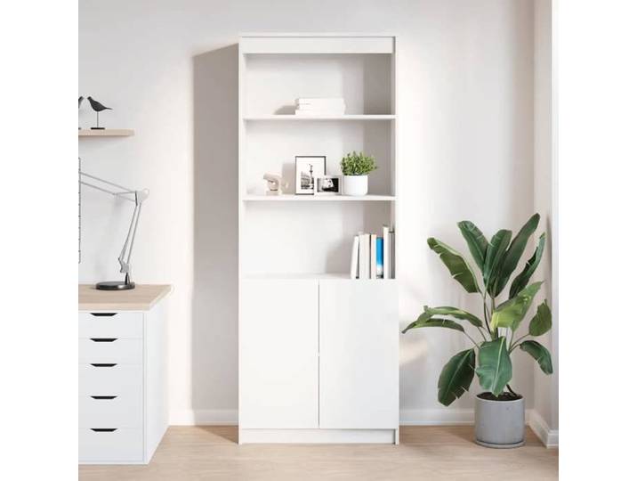 (8052)Meuble rangement - Buffet haut - contemporain - blanc 70x35x180 cm bois d'ingénierie poid:40 kg