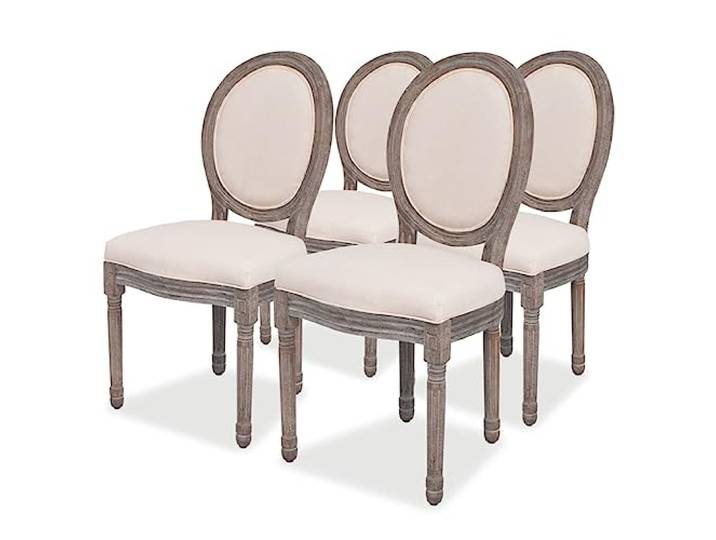 vidaXL Esszimmerstühle 4 STK. Creme Stoff