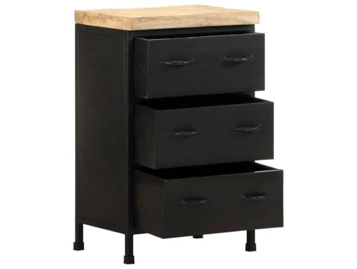 KKgypkn Sideboard 47x35x76 cm Raues Mangoholz 3 Schubladen, Pulverbeschichteter Eisenrahmen, Stabile Holzoberplatte, Dekorativ