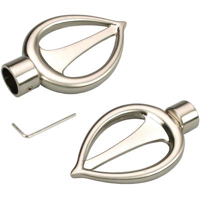 Gardinenstangen-Endstück LIEDECO "Flamme", silber (edelstahlfarben), H:5,8cm L:9,4cm Ø:1,6cm, Gardinenstangenendstücke, Gardinenstangen-Endstück, für Gardinenstangen Ø 16 mm