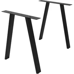 TISCHBEINE Metall Schwarz 2er Set 60x72 cm Flach Tischgestell aus Stahl A-Form