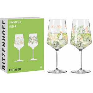 Ritzenhoff Cocktailgläser Sommertau Hugo, Aperitifglas, aus Kristallglas, Dekor mit Flora und Fauna, 544 ml, 2 Stück